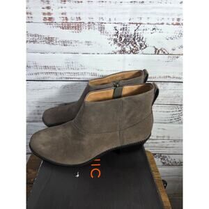 Vionic Joy Zadie Ankle Booties Women's 9.5 Greige Suede Side Zip Comfort Shoes